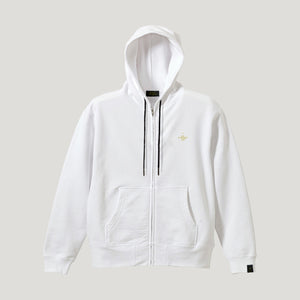 蜂ロゴ刺繍ジップパーカー(ホワイト) - EIGHT CROWNS